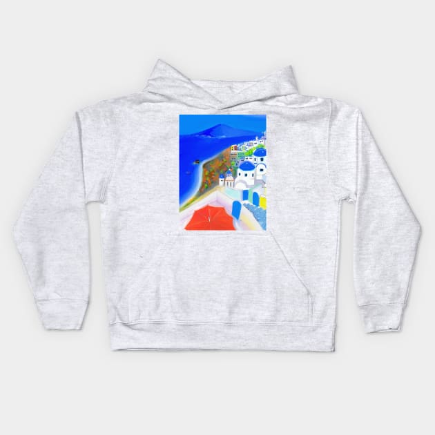 Santorini 2023 edit Kids Hoodie by Haborand